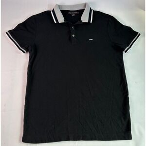 Michael Kors Mens Polo Shirt‎ Small Black Gray Trim Short Sleeve Casual